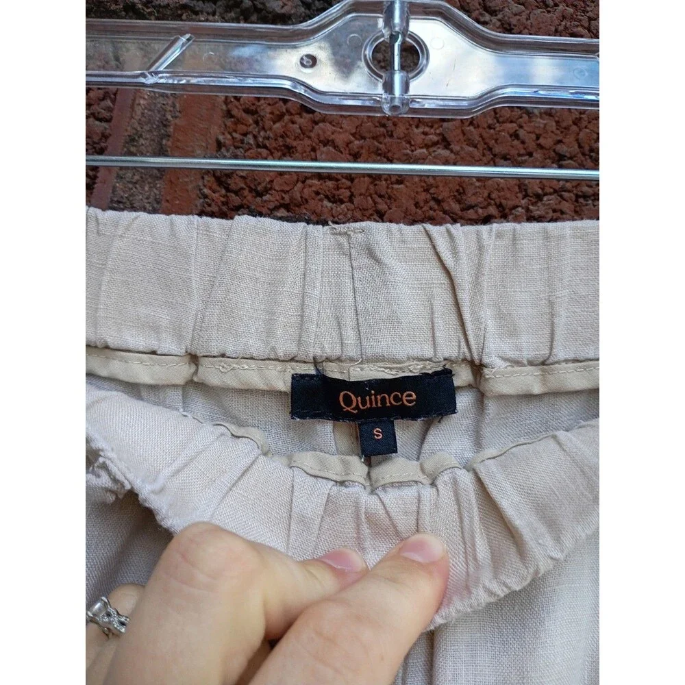 Quince Women's European Linen Pants Driftwood Size Small Wide Leg Off White